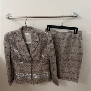 Badgley Mischka Brown and Silver Silk Jacket